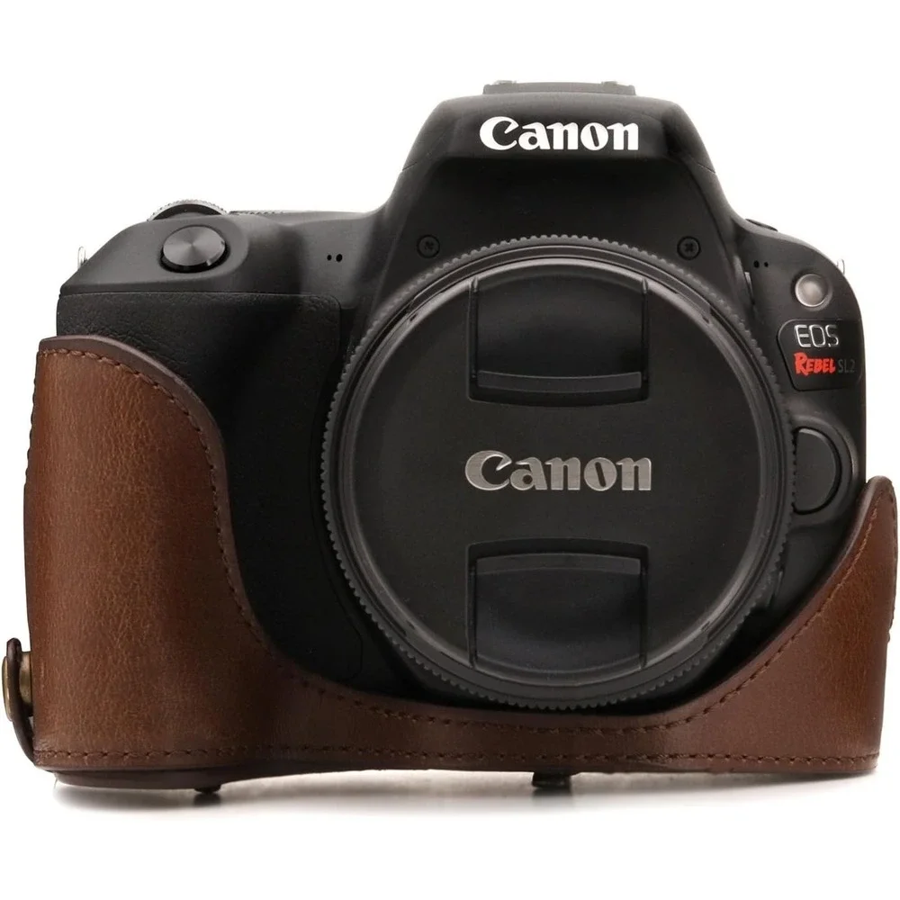 MegaGear MG1304 Leather Camera Case Canon‎ SL2 200D Kiss X9 18-55mm Dark Brown